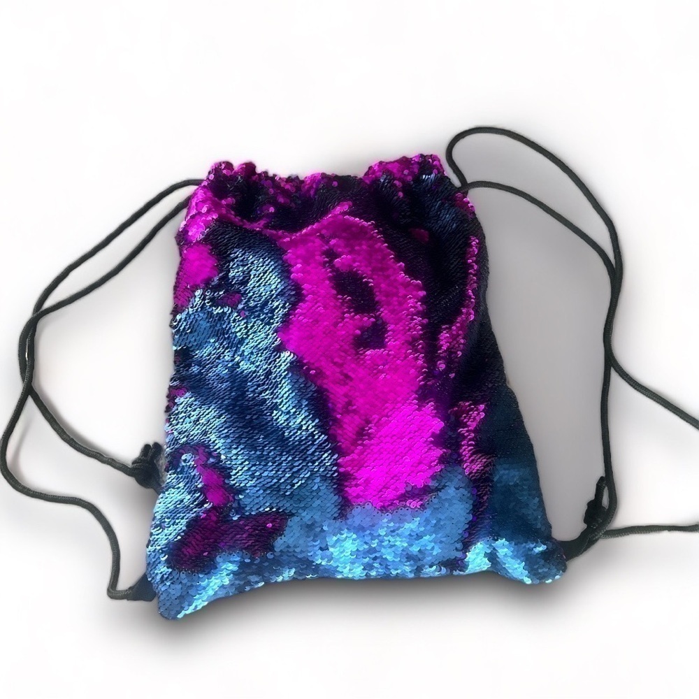 STUNNING Multicolored Purple Blue Sequins Backpack Purse Bag